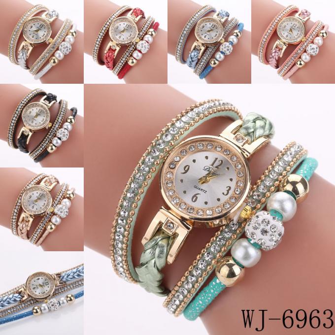 WJ-7029 Đồng hồ nữ kim cương thời trang hoa vòng tay đồng hồ đeo tay da đồng hồ đeo tay