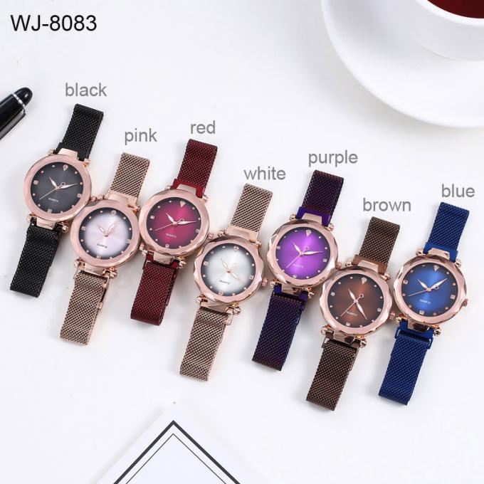 WJ-8456 Thời trang Phụ nữ thông minh Đảm bảo chất lượng Dây đeo đồng hồ từ tính màu tím Dây đeo bằng thép không gỉ