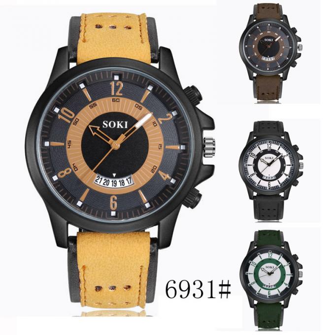 WJ-4723 Thiết kế mới Đồng hồ đeo tay da thạch anh mặt lớn giá thấp đồng hồ đeo tay thể thao rõ ràng