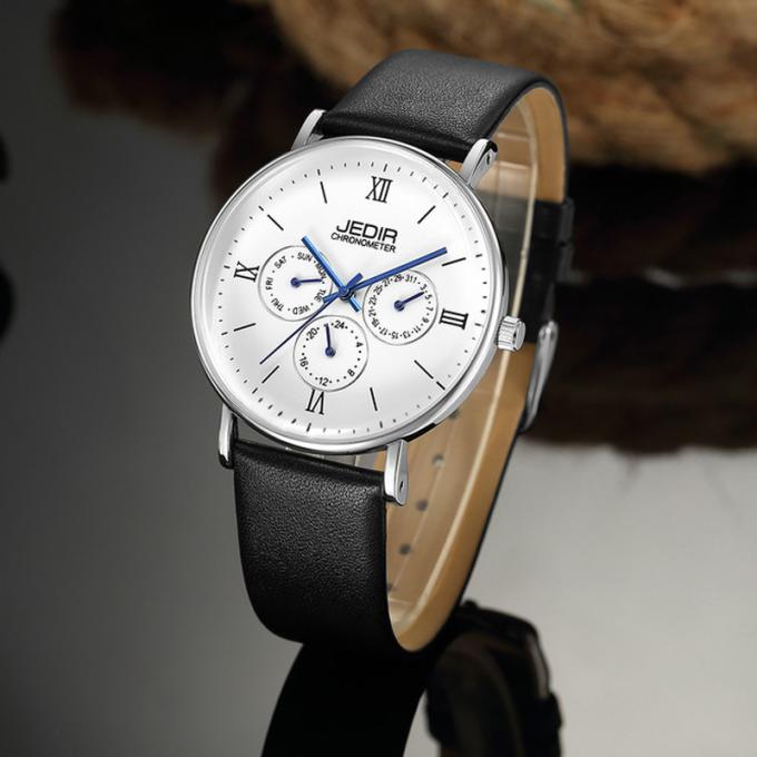 WJ-7394 Bán sỉ Đồng hồ đeo tay nam JEDIR Thiết kế mới nhất Đồng hồ đeo tay thạch anh 3ATM Auto Date Day Leather Leather Clock