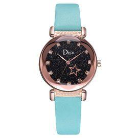 WJ-8427 Fashion Blue Leather Strap Red Band Quality Assurance Alloy Watch Case Women Fashion Watch